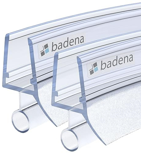 Badena® Duschdichtung für 6mm 8mm gebogene Duschtüren I 2x 100cm Duschtürdichtung Glastür I Duschkabinen Dichtung I Ersatzdichtung Dusche (Gebogen, 2x 100cm)