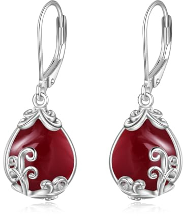 POPLYKE Keltische Mondstein Filigrane Tropfen Ohrringe Sterling Silber Leverback Ohrringe Schmuck