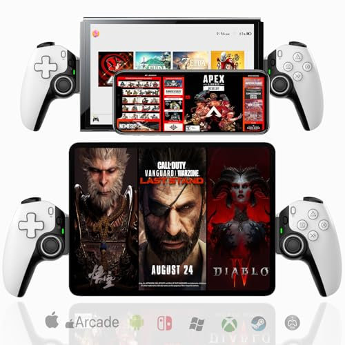 Megadream Mobile Gaming Controller for iPhone/iPad, Wireless Phone Remote Gamepad Bluetooth Joystick for iOS/Android/PC/Switch/Tablet/Cloud Gaming Support Streaming on PS4/Xbox/PC Console Play (white)