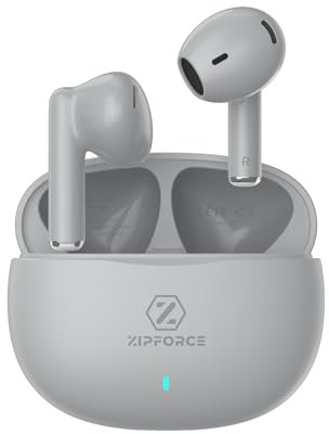 ZIPFORCE True Wireless Earbuds, in-Ear Bluetooth 5.3 Headphones 4-Mics ENC Clear Call, Bluetooth Earbuds Touch Control 30 Playtime, IPX5 Waterproof TWS, Light-Weight Earphones, Grey