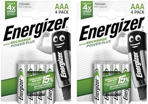 Energizer Piles Rechargeables AAA, Recharge Power Plus, 4 Unité (Lot de 2)