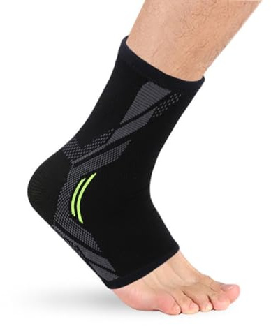 König Design Sprunggelenkbandage, Einstellbares Fußbandage, Flexible knöchelbandage, Ultradünn Fußgelenkbandage, Komfortabel, Rechte und Linke Fußgelenk, Damen und Herren (Schwarz 1 Stück) (L)