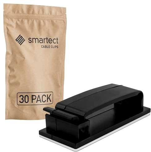 smartect Kabelhalter selbstklebend in Schwarz [30 Stück] Kabelwandklemmen zum fixieren von USB-, Strom- und Ladekabeln, Große Kabelclips für Kabelmanagement am Schreibtisch