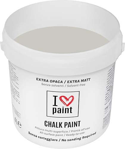 I LOVE CHALK PAINT Colore Pietra 4 Litri - Senza Carteggiare Colora Mobili, Pareti e Oggetti - Senza solventi e formaldeide – Inodore a base di acqua