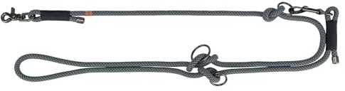 TRIXIE Hundeleine Soft Rope V-Leine XS–S, aus Tau – 2 m/6 mm, schwarz/grau | Gewebtes, weiches Material – für kleine Hunde, 3-fach längenverstellbar für flexiblen Einsatz, robust verarbeitet