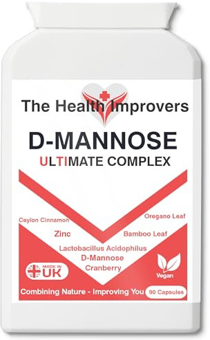D-Mannose Ultimate Complex - UTI Cystitis Treatment for Women, D Mannose with Cranberry Tablets, Lactobacillus Acidophilus, Zinc, Cinnamon, Oregano and Bamboo Leaf Supplement Capsules