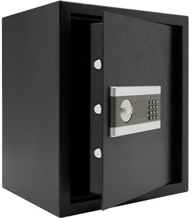 Tresor Feuerfest Elektr Tresor Elektronischer Safe Möbeltresor mit Passwort Notschlüssel Verriegelung mit Zahlenschloss Schwarz 15 * 12,2 * 17,4 Zoll