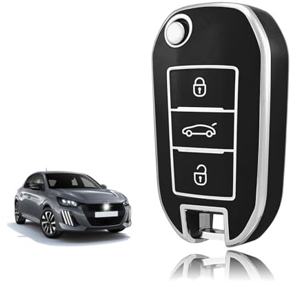 TOOMUME Funda Llave TPU, Carcasa Llave Apto para Peugeot 208 308 508 2008 3008 Rifter Expert Citroen C3 C4 Cactus Berlingo Picasso Xsara Jumpy C-Elysee Ople, Cubierta Llaves Coche Mando - Flip Key