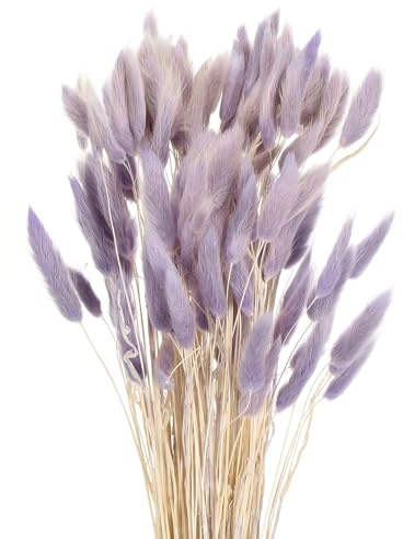QUARKZMAN Hasenschwanzgras Getrocknet - Helllila, 120 Stück Getrocknete Blumen, 43cm Pampasgras Natürlicher für Florale Hochzeitsdekoration Weihnachten