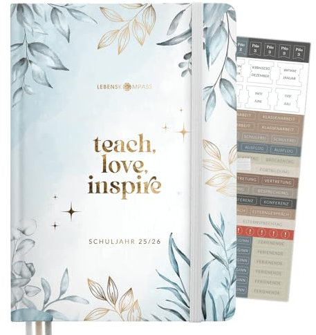 Lebenskompass® Lehrerkalender 2025 2026 DIN A4 ”Frosty” Hardcover Lehrerplaner für die Unterrichtsvorbereitung - idealer Planer für Lehrerinnen und Lehrer