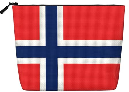 Kultur- und Kosmetiktasche mit norwegischer Flagge, Unisex, Kulturbeutel, Körperpflege-Aufbewahrungstasche, Schwarz, Einheitsgröße