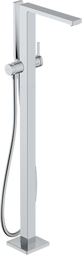 hansgrohe Tecturis E - Wannenarmatur stehend für 2 Verbraucher, Badewannenarmatur bodenstehend mit Duschschlauch 1,25m und Duschkopf, Mischbatterie Badewanne, Einhebelmischer Wanne, Chrom, 73445000