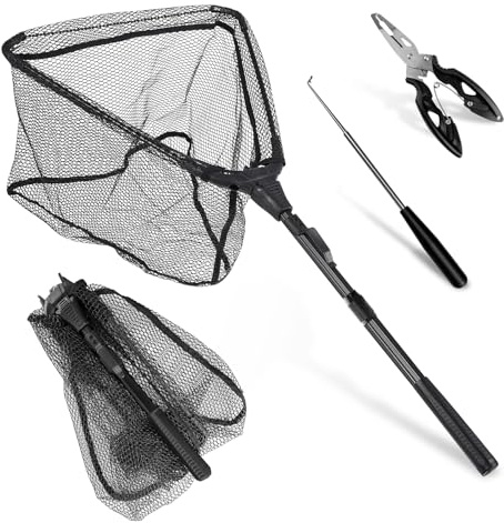 GZjiyu Red de Pesca Triangular Plegable,con alicates y anzuelos de Pesca