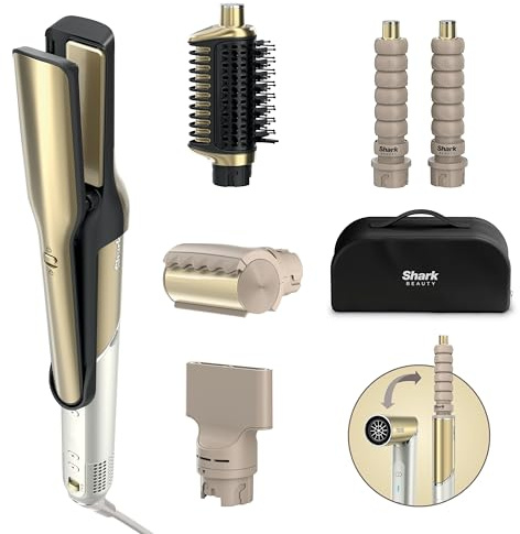 Shark Glam Multistyler und Haartrockner für glatte Haare | Wellen und Locken, mit hitzekontrollierter Keramik, Gloss-Lock-Technologie und Styling-Aufsätzen inkl. Silki, Glossi