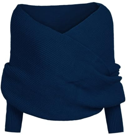 Aniyan Strickschal mit Ärmeln Damen – Schal & Schulter-Poncho 2-in-1, Leicht & Warm, Herbst Winter Schultertuch, Elegante Strick Wraps für Frauen (Marineblau)