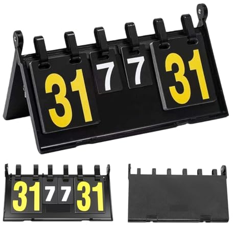 WIYETY 4-Stellige Tragbare Flip Sport Anzeigetafel Sport Anzeigetafel ABS Gelb-Weiß, Flip Scoreboard, Tragbare Anzeigetafel, Punktezähler für für Fußball Basketball Badminton Tischtennis