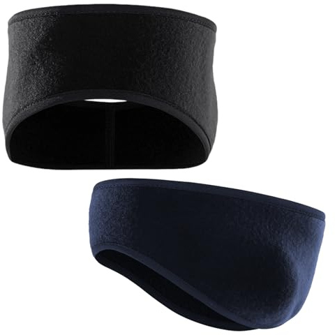 2 Stück Fleece Stirnband Winter, Fleece-Ohrenwärmer Elastisch, Sport Stirnbänder für Damen und Herren Joggen Laufen Wandern Radfahren und Motorradfahren