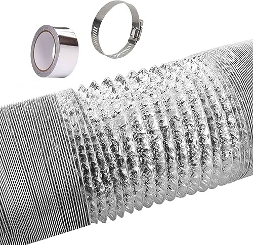 Flexibel ventilationsslang av aluminium, Med 2 klämmor i rostfritt stål, luftkonditioneringsavgasslang, flexibel slang(3m,170mm)