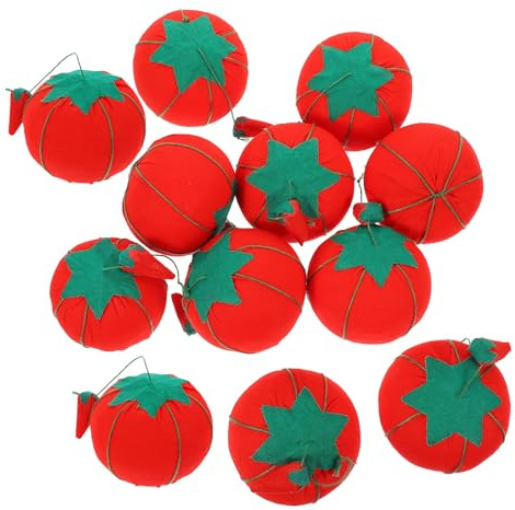 DIYEAH 12 Stück Pack Tomatenförmige Nadelkissen aus Baumwolle Kompaktes Nähzubehör für Handnähen Stickerei und Basteln Sicherer Nadelhalter für Unterwegs und Zuhause