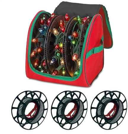 Generisch Lichterkette Aufbewahrung Weihnachtsdekoration Aufbewahrungstasche Mit 3PCS Kabeltrommel Leer Kabelaufroller, Lichterkette Aufbewahrung Aufwickler