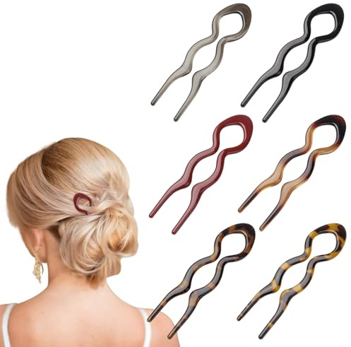 6 Stück French Hair Pin, Haarklammer, U-Förmige Haargabel, Französische Haarnadeln für Frauen Mädchen, Twist Hair Pin für Hochsteckfrisuren Alle Haartypen