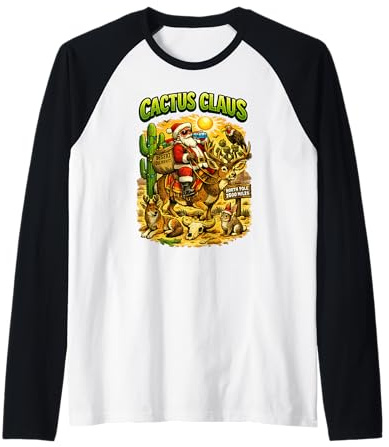 Père Noël du désert Cactus Claus Manche Raglan