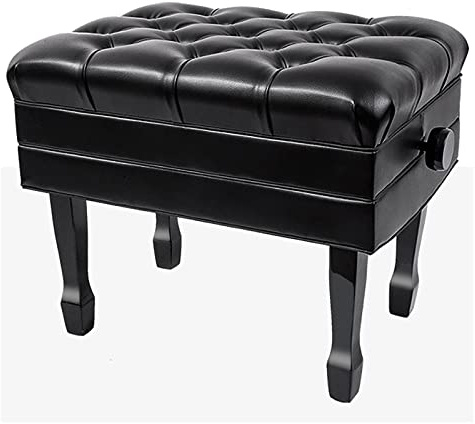 Pianopall Deluxe Justerbar Pianobänk Med Automatisk Lyftfunktion Pianopall I Äkta Läder Med Vadderad Musiklåda Och Notfack, Dold Lyftstruktur