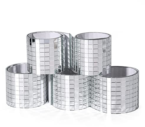 PP OPOUNT 2360 Stück 5 x 5 mm Mini Spiegelmosaiksteine, Selbstklebend Spiegelfliesen, Spiegel Mosaik Aufkleber für Basteln und Dekorieren