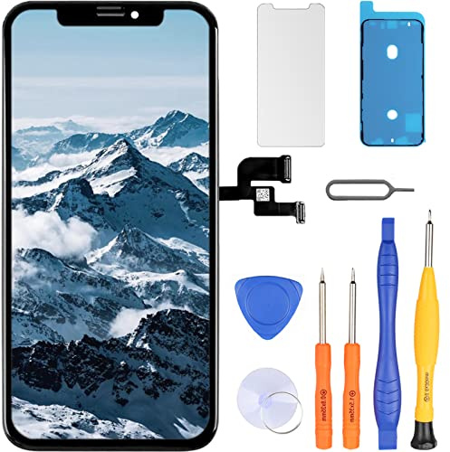 LL TRADER Pantalla para iPhone XS LCD 5.8 y Kit de Reparación | Marco de Montaje para Digitalizador Táctil 3D Touch con Pantalla FHD, con Cinta Adhesiva Impermeable y Protector