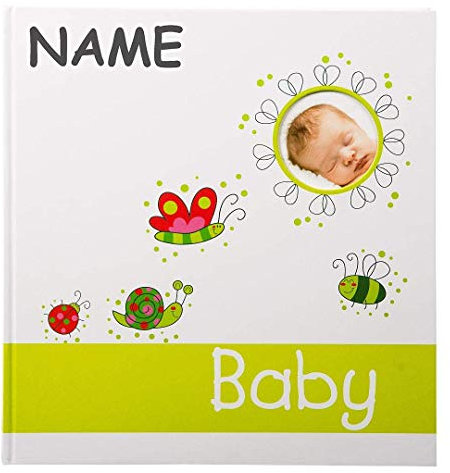 personalisiert mit Name - Babyalbum Kleiner Käfer, 30x31 cm, 60 Seiten mit Pergamin, Kunstdruck laminiert mit Relieflack, 15055