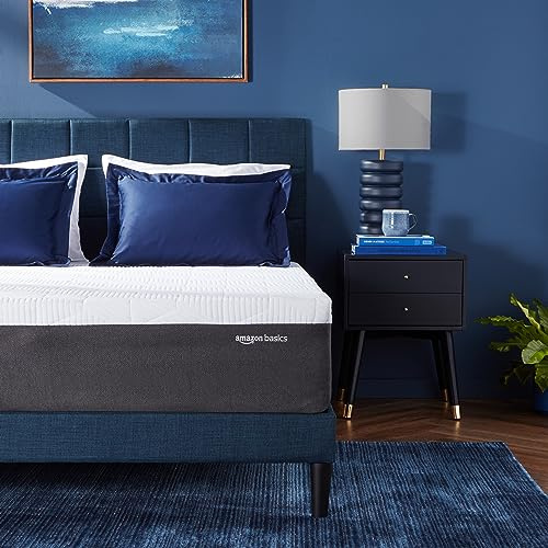 Amazon Basics Cooling Gel Memory Foam Mattress, Firm, Breathable Support with Airflow Channels, CertiPUR-US Certified, 12 inches, Queen Size, 80 x 60, White/Dark Gray