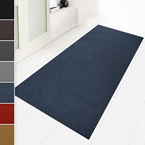Floordirekt Schmutzfangmatte 80 x 200 cm Blau, ideal auch als Schmutzfangteppich nach Maß, Teppich Flur Läufer, Küchenteppich - waschbar rutschfest, Sauberlaufmatte, Meterware (Hong Kong)