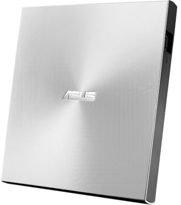 ASUS Masterizzatore Esterno ZenDrive U8M (SDRW-08U8M-U/SIL), Lettore Ultra Slim 8x, CD/DVD, Supporto M-Disc, USB, compatibile Con Windows e Mac OS, Argento
