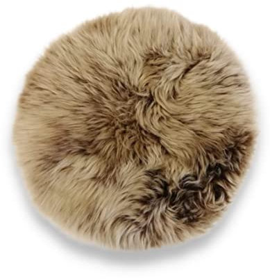 Leibersperger Felle Cojín redondo de piel de cordero, 40 cm de diámetro, piel de 46 cm de diámetro, color capuchino