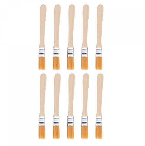 sourcing map 0.5 Width Small Paint Brush Nylon Bristle with Wood Handle Painting Tool for Wall, Door, Cabinets, Furniture, Fences 10Pcs