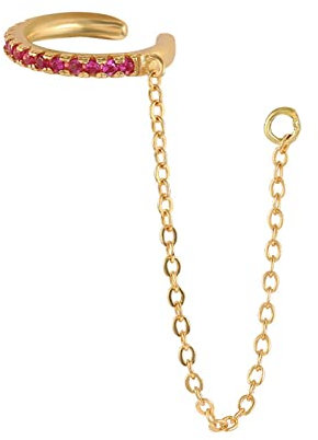 Ayoiow Ohrringe 925 Creolen, Ohrringe Mädchen Ohrclip mit Kette Ohrringe Gold Rosen Rot Ohrschmuck Damen
