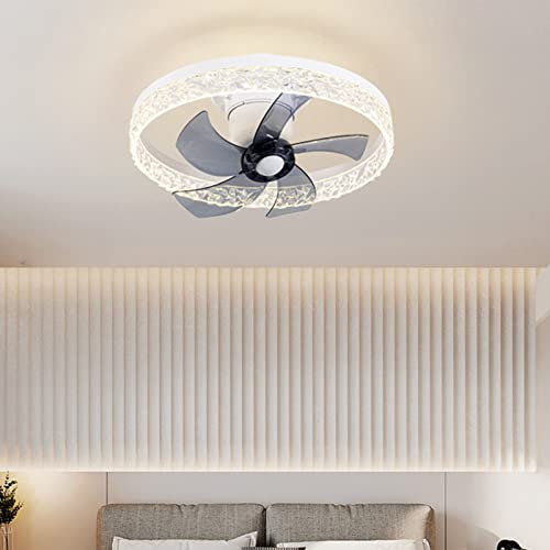 Ventilateur de plafond encastré moderne de 20 '', lustre de ventilateur avec télécommande Ventilateur de plafond à profil bas à 5 pales avec cuisine lumineuse, ventilateur de chambre, télécommande de