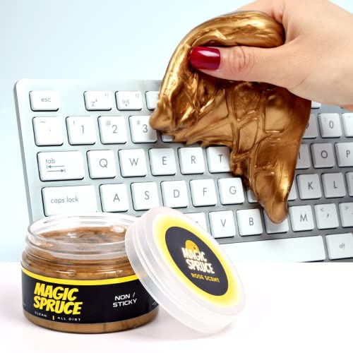 ToysButty Gel limpiador de teclado, kit de limpieza de computadora portátil dorado de lujo, kit de limpieza de teclado para computadora Apple, masilla de limpieza de polvo en contenedores