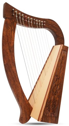 Muzikkon O'Carolan Harfe 12 Saiten Rosenholz keltischer Drache