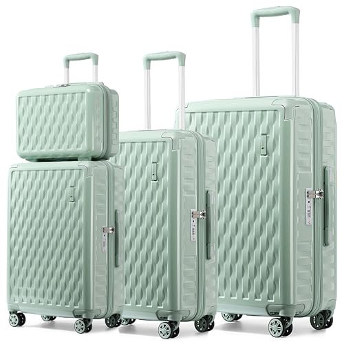 Sea choice Kofferset Handgepäck Hartschalenkoffer Eckenschutz 4 Stück Gepäck Set mit Kosmetikkoffer PC+ABS TSA-Schloss Reisekoffer M-L-XL (55cm/65cm/75cm)