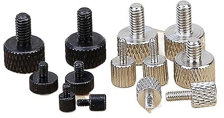 4 Stück Rändelschraube M1.6 M2 M2.5 M3 M4 M5 Karbonstahl Zylindrischer Flachkopf Handfest Einstellschraube for DIY/Objektiv/Bremssattel (Color : Black Net, Size : M2x8-D6x6-01)