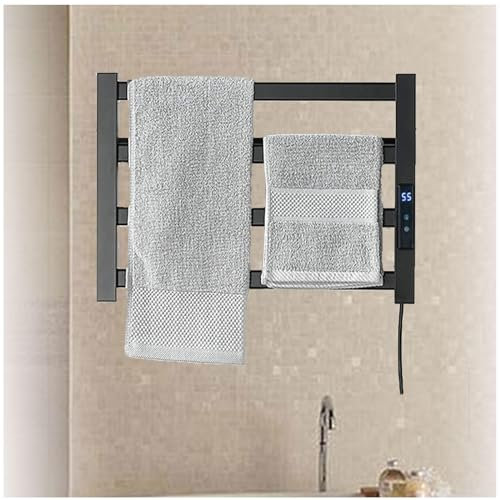 FANOLO Asciugabiancheria Elettrico, con Display Timer/Fahrenheit Scalda Asciugamani, Arredo Bagno Porta Asciugamani