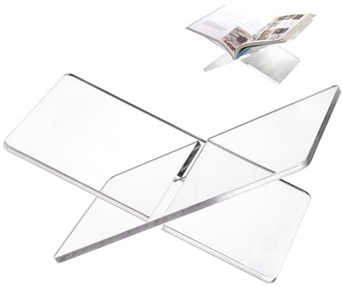 Peohud Acrylic Book Stand Large, Open Book Display Stand Holder, Clear Thick Open Reading Stand for Cookbook,Coffee Table, Magazines, Textbook, Art Book, Recipe, Kitchen Counter, 12 x 7 x 5.7 Inches