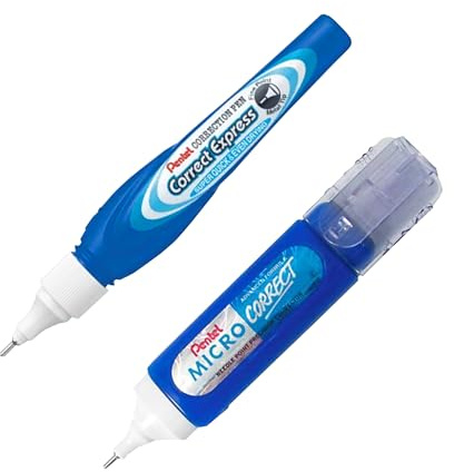 Pentel ZL31 Micro Correct Correction Pen + ZLE52 Correct Express Pen - Fine Point - Pack of 2