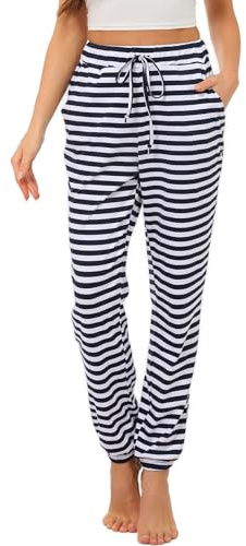 Nieery Pyjamasbyxor för kvinnor i bomull fritidsbyxor med dragsko och ficka, C, S