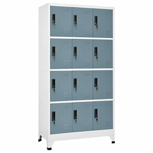 CIADAZ Schließfachschrank, Wertfachschrank, Schließfächer, Metallschrank, Personalschrank, Spind Schrank, Stahlspind, Metallspind, Hellgrau und Dunkelgrau 90x45x180 cm Stahl