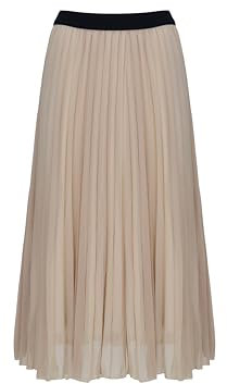 COTIDI Gonna plissettata da donna, lunga e media, in vita elastica, made in Italy, beige, 36