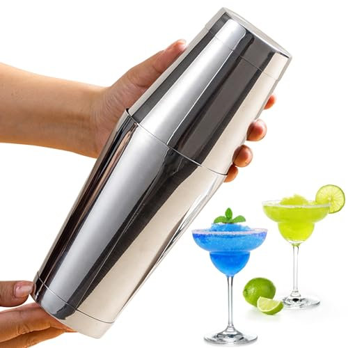 BAIFULAI Boston Cocktail Shaker, 700 ml e 600 ml, shaker Boston in acciaio inox e pesato, 2 pezzi, shaker per principianti e professionisti, bar party