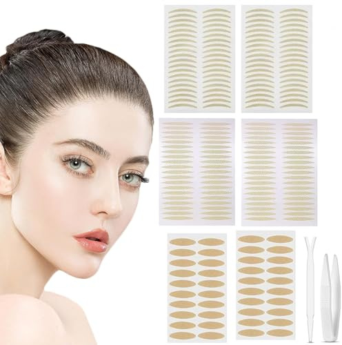 288 Stück Schlupflider Stripes Unsichtbar, Augenlid Stripes Unsichtbar, Schlupflider Tapes, Schlupflid-Tape Streifen zum Augenlid, Augenlid Stripes, Augenlidklebeband, mit Gabelstangen Pinzette