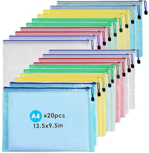 Plastic Wallet,Zip Wallets A4,20 Pcs A4 Zip Wallet Document Wallets,Zip Folder,Zipper Bags for School Office Supplies, Travel,Home.